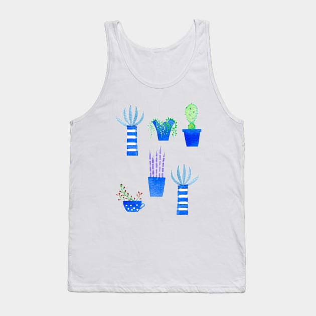 Cacti and Succulents Watercolor Tank Top by NicSquirrell